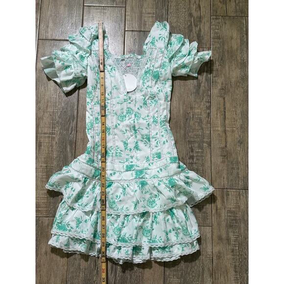 NWT Colorful Natalie White Green V-neckline Short Sleeves Mini Dress Size Small - Picture 3 of 6